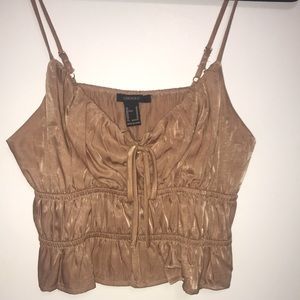 Tie Front Ruched Silky Top